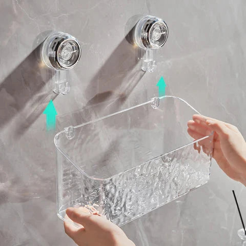 Bathroom Storage Shelf Suction Cup Mount Drill-Free