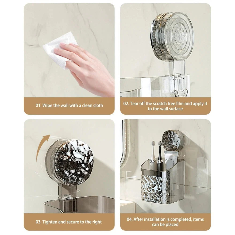 Bathroom Storage Shelf Suction Cup Mount Drill-Free