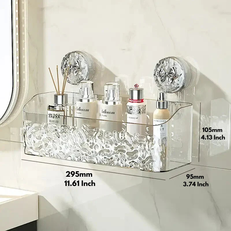 Bathroom Storage Shelf Suction Cup Mount Drill-Free