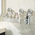 Bathroom Storage Shelf Suction Cup Mount Drill-Free