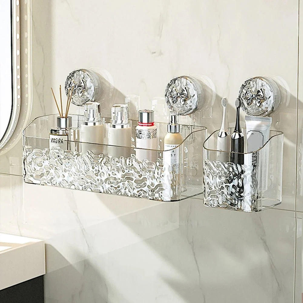 Bathroom Storage Shelf Suction Cup Mount Drill-Free