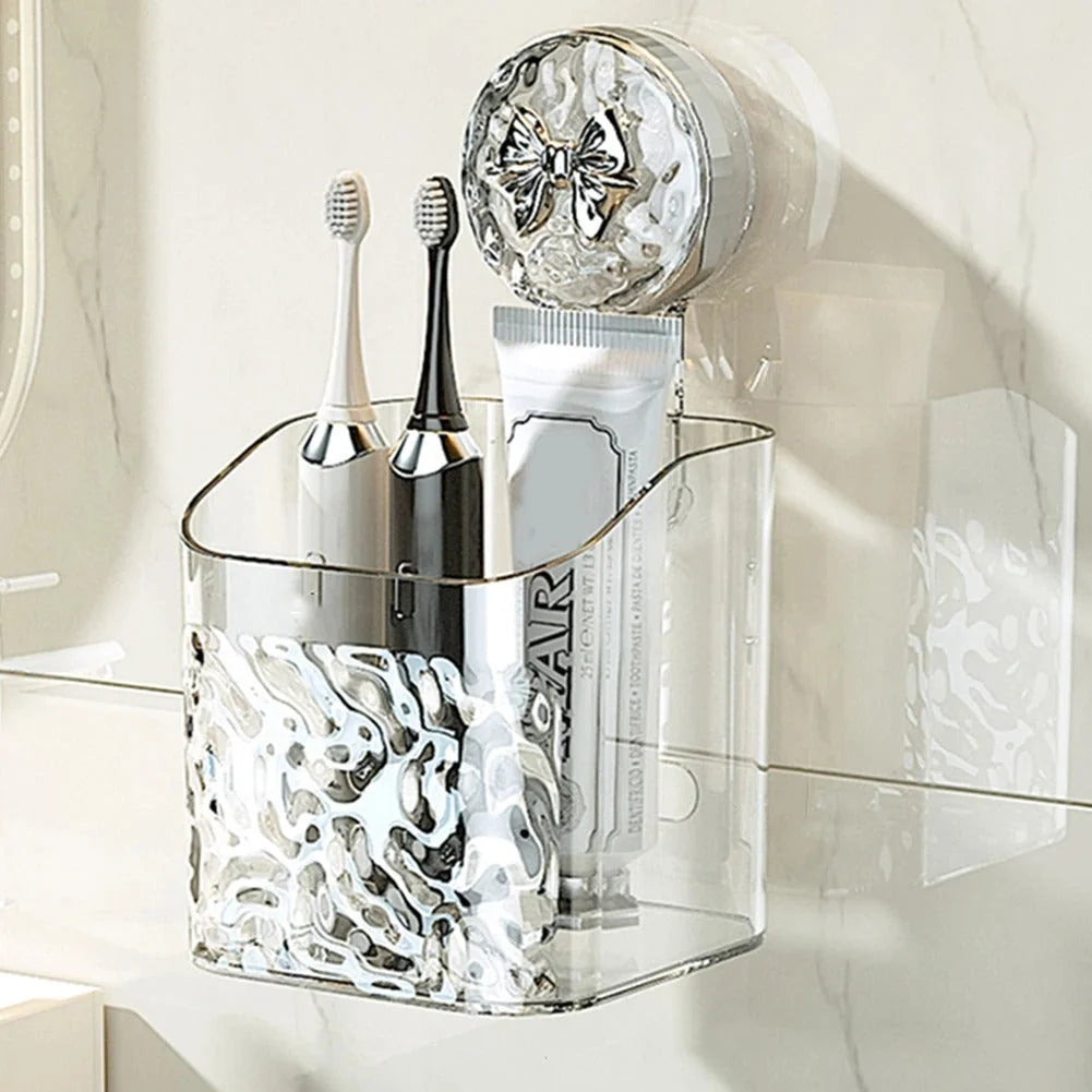 Bathroom Storage Shelf Suction Cup Mount Drill-Free