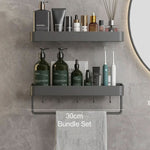Bathroom Wall Shelf Drill-Free Water-Resistant Towel Holder Option