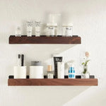 Bathroom Wall Shelf Wood Finish Self-Adhesive Moisture-Resistant