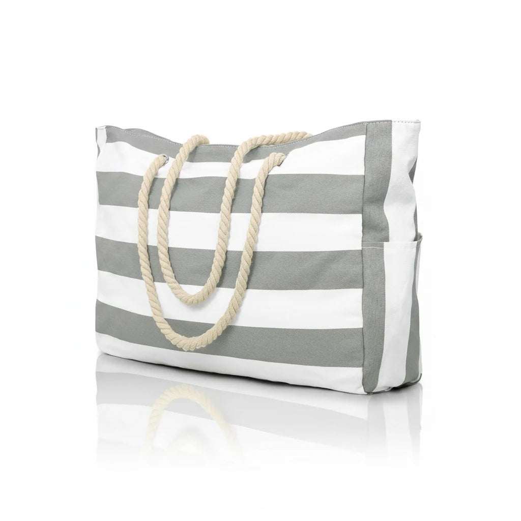 Beach Bag Extra-Large Water-Resistant Foldable with Zipper Closure