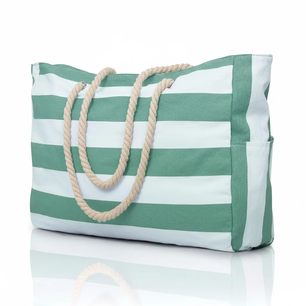 Beach Bag Extra-Large Water-Resistant Foldable with Zipper Closure