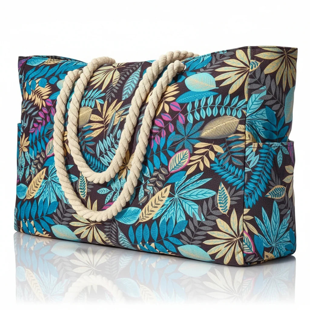 Beach Bag Extra-Large Water-Resistant Foldable with Zipper Closure