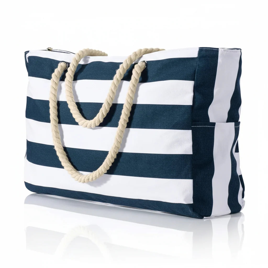 Beach Bag Extra-Large Water-Resistant Foldable with Zipper Closure