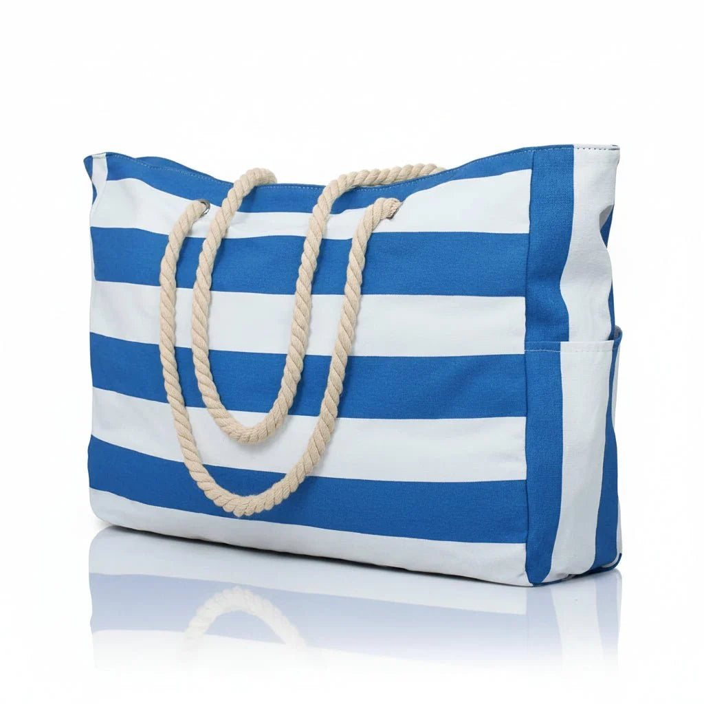 Beach Bag Extra-Large Water-Resistant Foldable with Zipper Closure