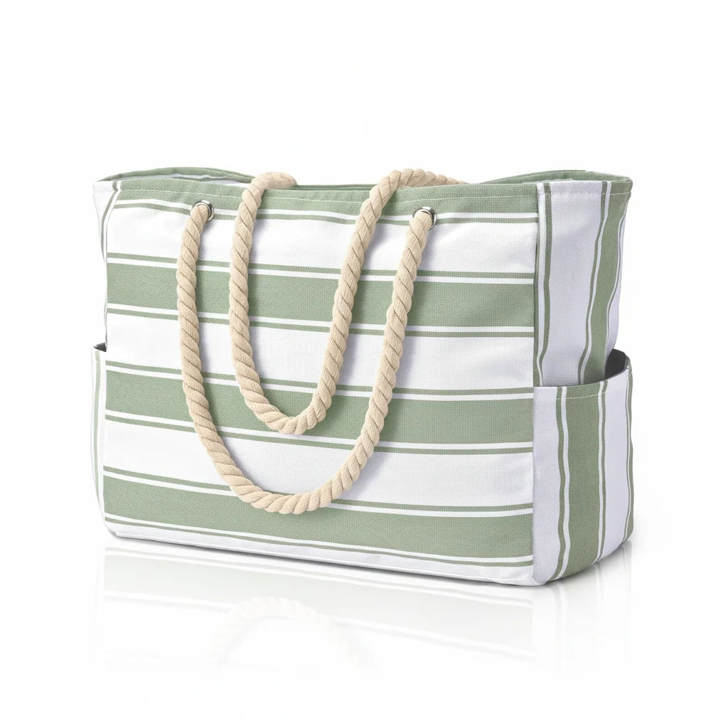 Beach Bag Extra-Large Water-Resistant Foldable with Zipper Closure