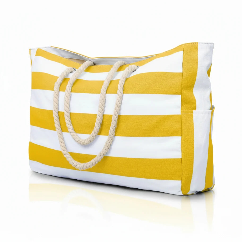Beach Bag Extra-Large Water-Resistant Foldable with Zipper Closure