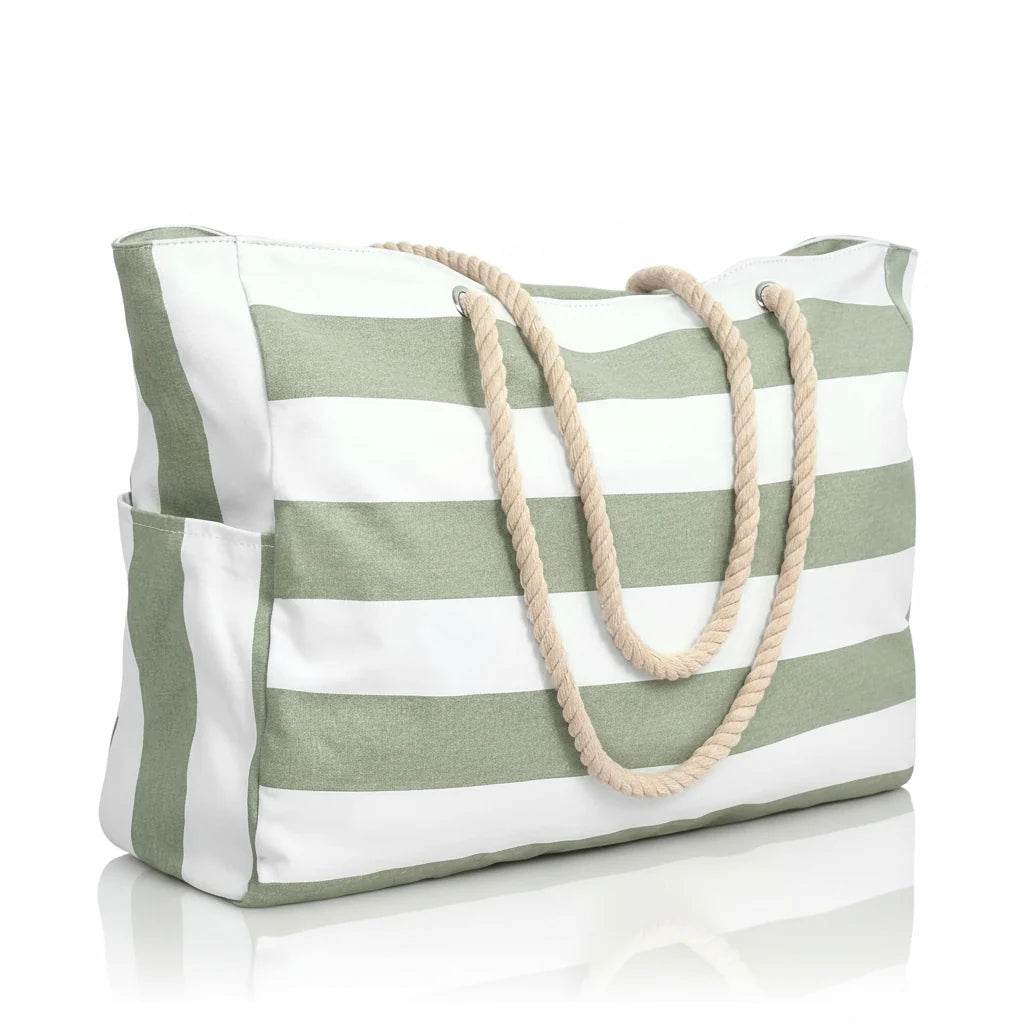 Beach Bag Extra-Large Water-Resistant Foldable with Zipper Closure