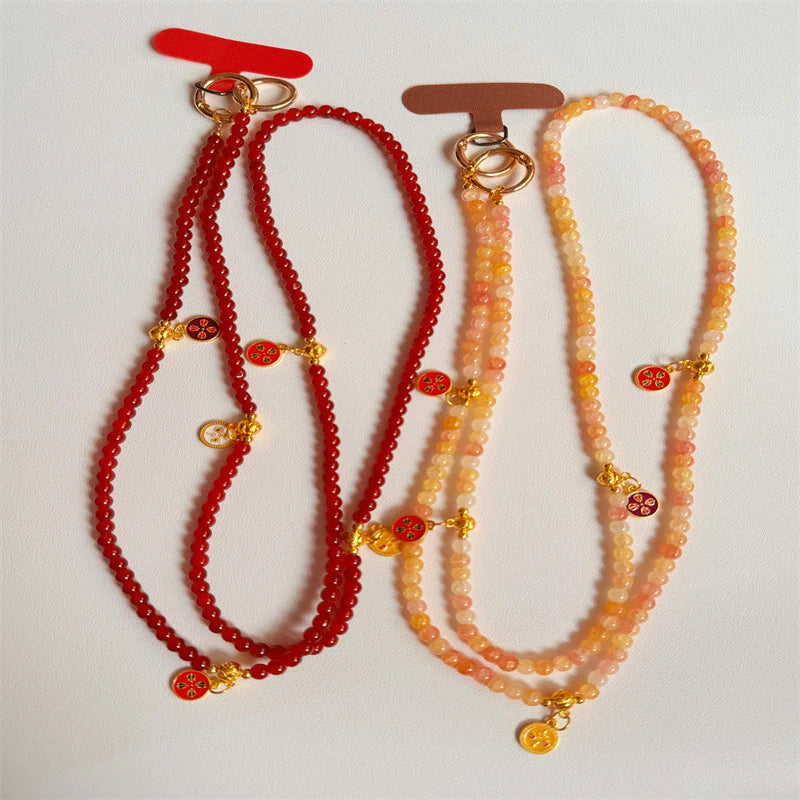 Beaded Necklace Multi-Strand With Decorative Charms Lightweight Design
