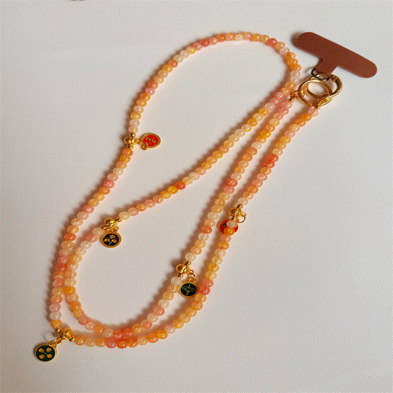 Beaded Necklace Multi-Strand With Decorative Charms Lightweight Design