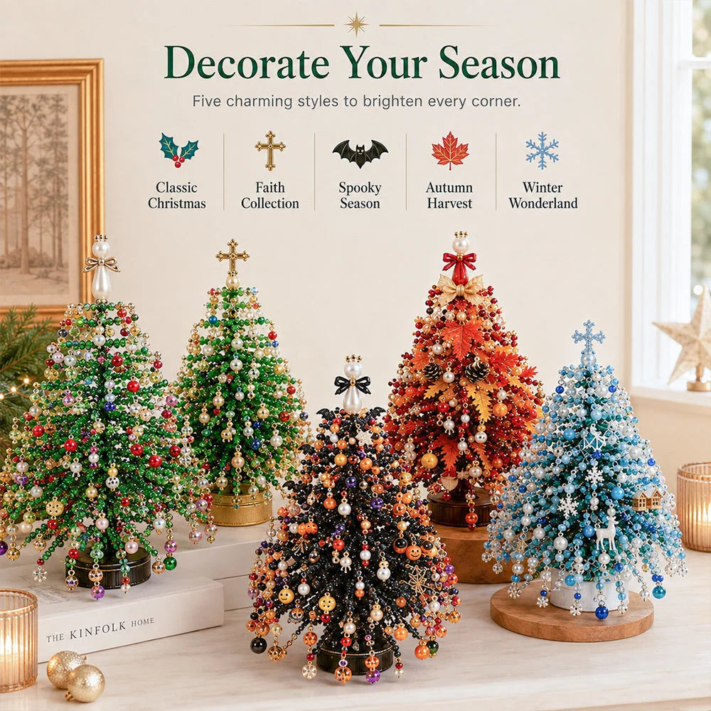 Beaded Tabletop Tree Kit With Warm Light String