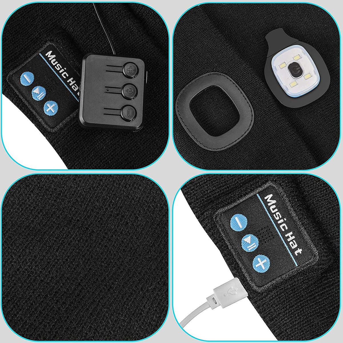 Beanie Bluetooth 5.0 Headphones 8-Hour Battery & Detachable LED