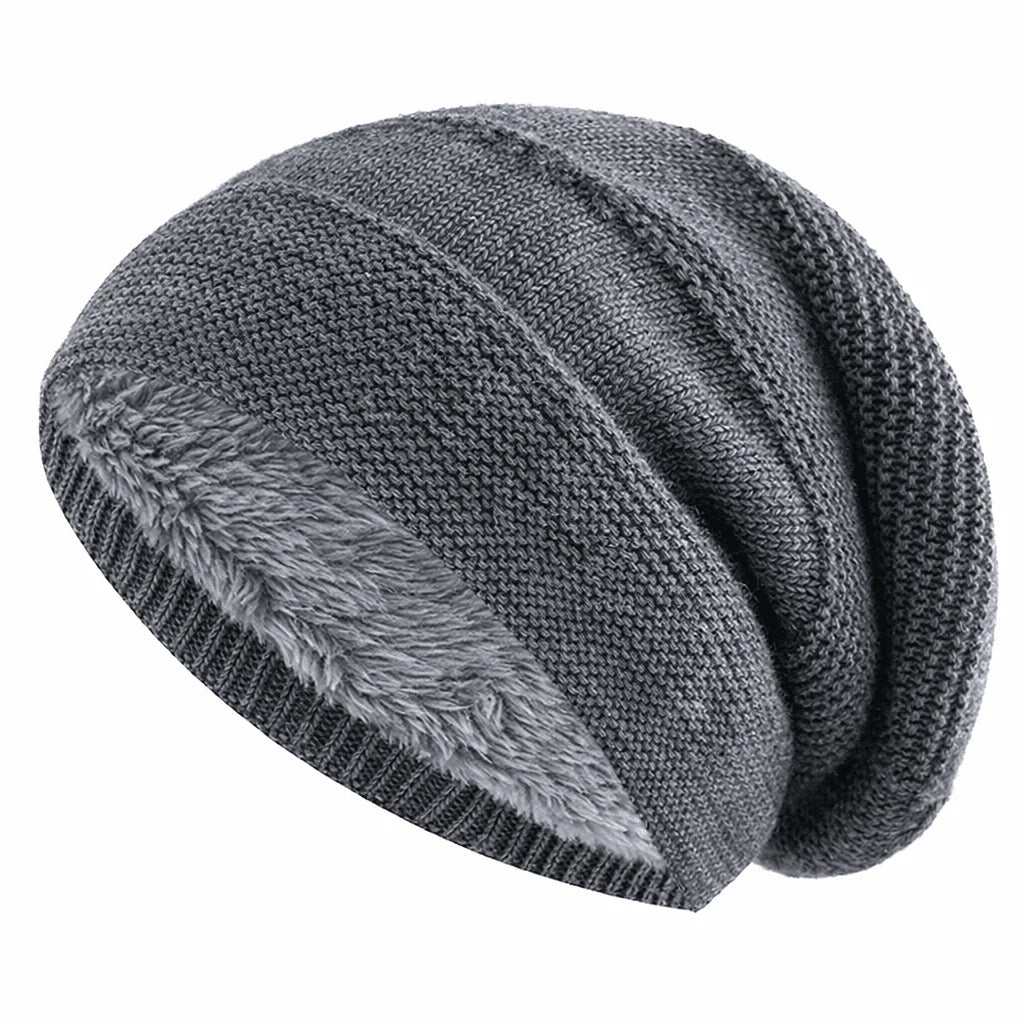 Beanie Slouchy Knit Fleece Lined Relaxed Fit