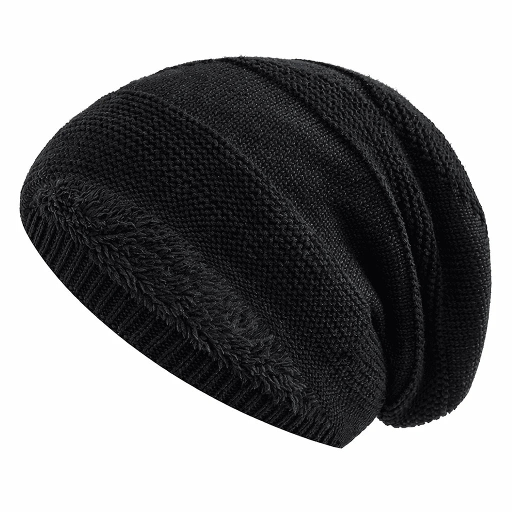 Beanie Slouchy Knit Fleece Lined Relaxed Fit