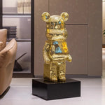 Bear Sculpture Mirrored Finish 31.5-Inch Tall Decorative Accent