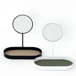 Beauty Organizer Tray Metal With Removable Standing Mirror