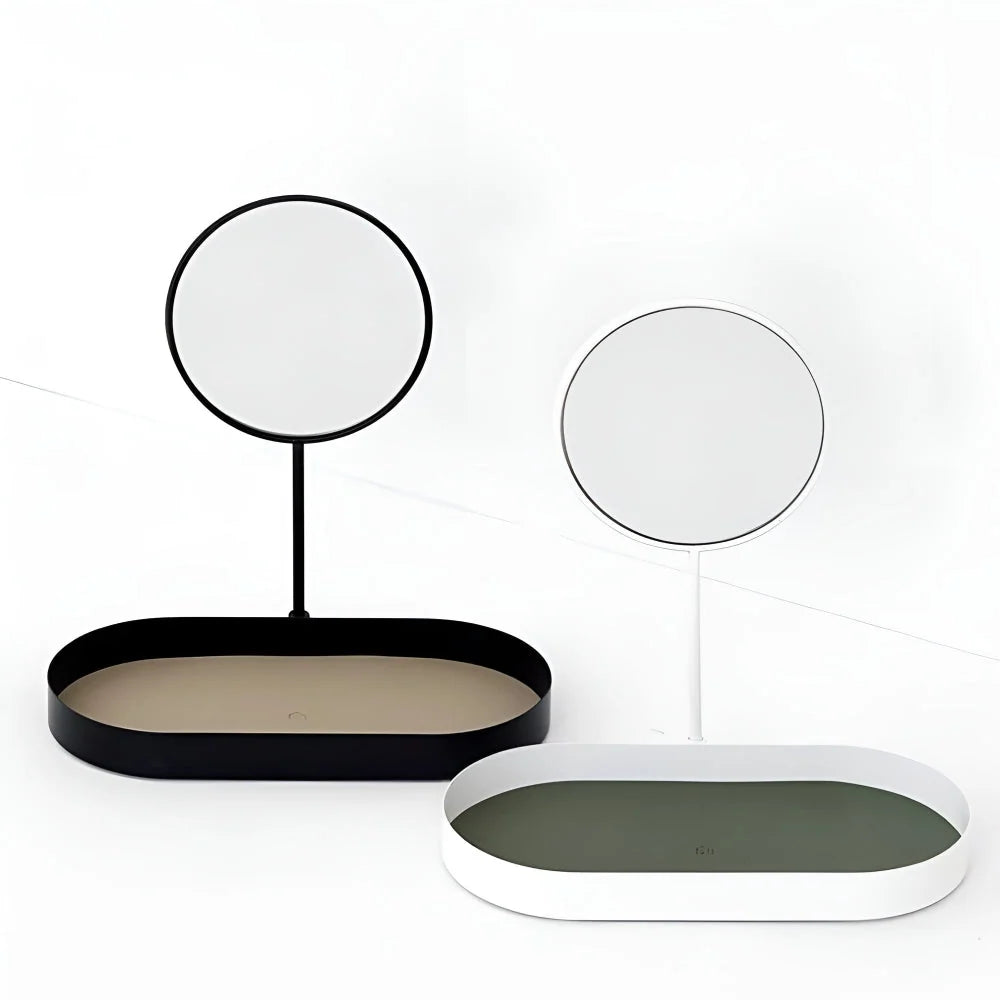 Beauty Organizer Tray Metal With Removable Standing Mirror
