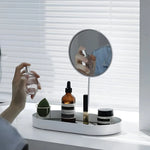 Beauty Organizer Tray Metal With Removable Standing Mirror