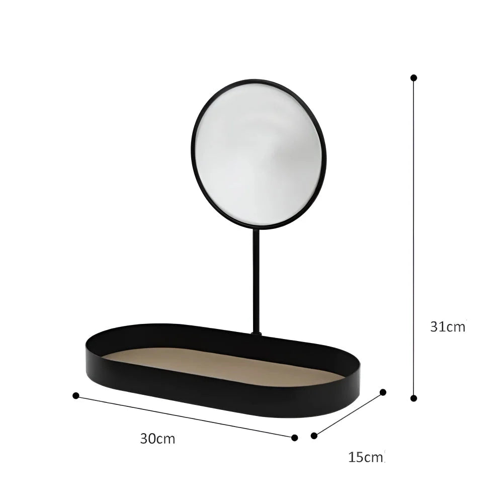 Beauty Organizer Tray Metal With Removable Standing Mirror