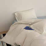 Bed Linen Set Cotton Satin Breathable Contrasting Piping