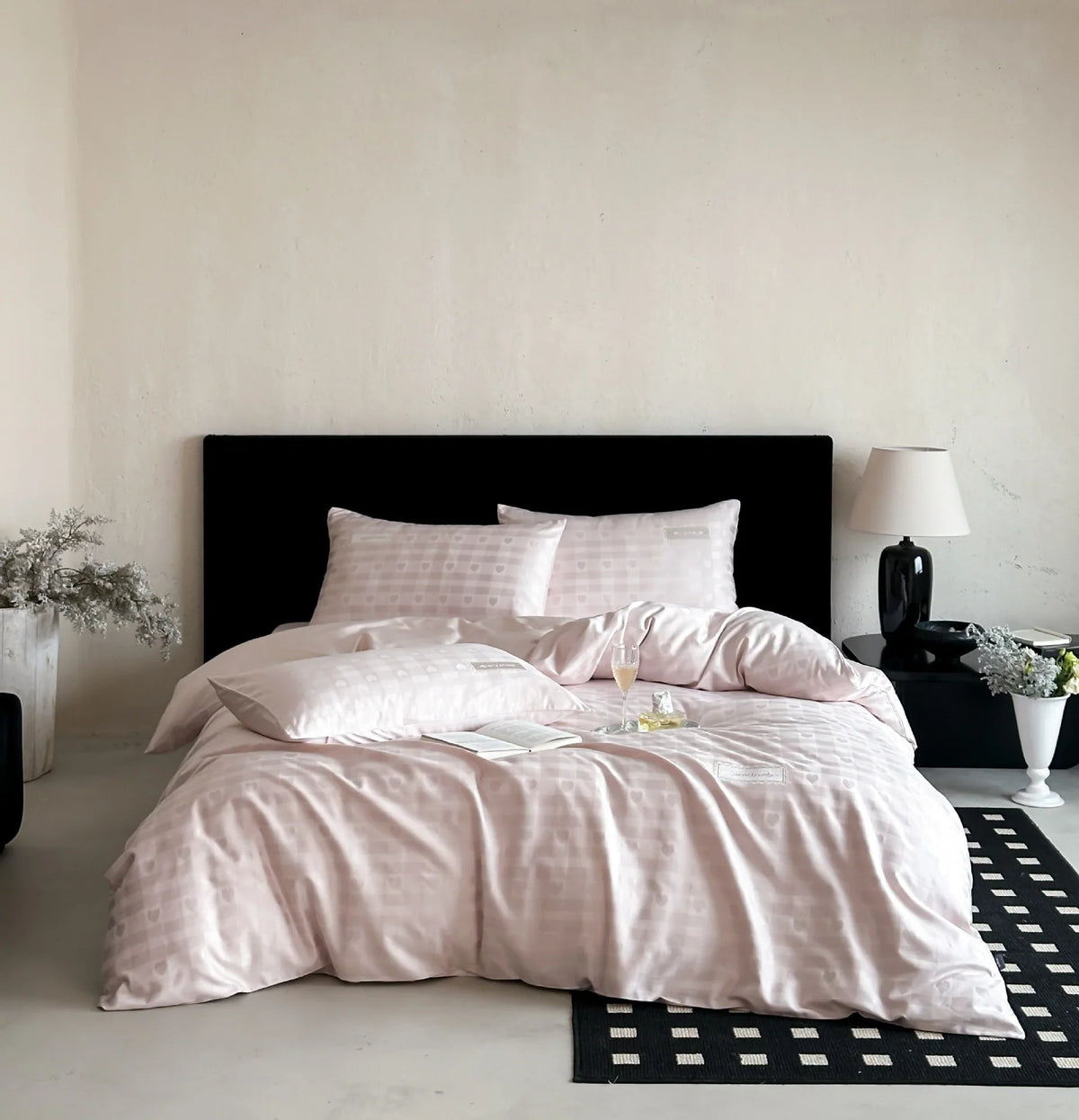 Bed Linen Set Cotton Satin Four-Piece Hidden Button Placket