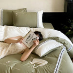 Bed Linen Set Cotton Satin Reversible Rose Embroidery