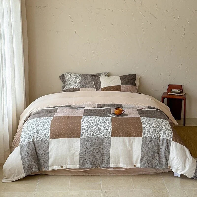 Bed Linen Set Delicate Floral Breathable Cotton 4-Piece