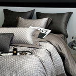 Bed Linen Set Reversible Jacquard Cotton Satin 4-Piece