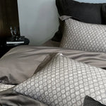 Bed Linen Set Reversible Jacquard Cotton Satin 4-Piece