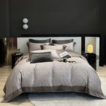 Bed Linen Set Reversible Jacquard Cotton Satin 4-Piece