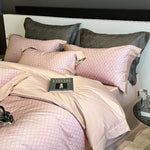 Bed Linen Set Reversible Jacquard Cotton Satin 4-Piece