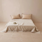 Bed Sheet & Pillowcase Set Cotton Satin Decorative Piping