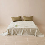 Bed Sheet & Pillowcase Set Cotton Satin Fine Piping 4-Piece