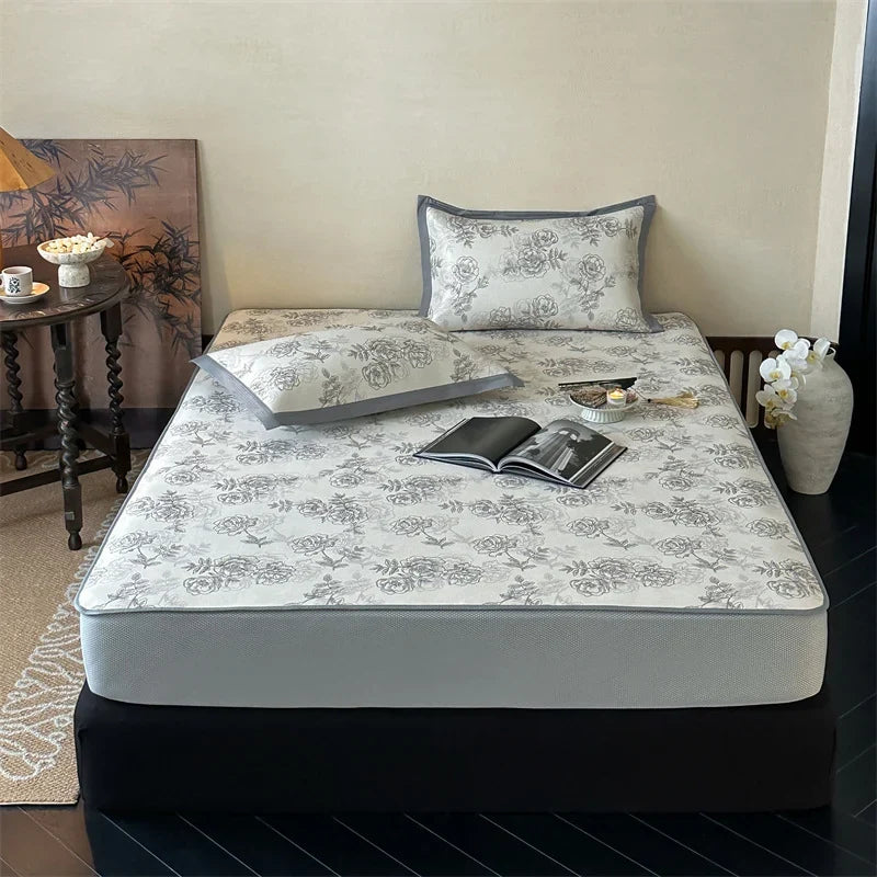 Bed Sheet Set Breathable Cotton Delicate Floral Decorative Hem