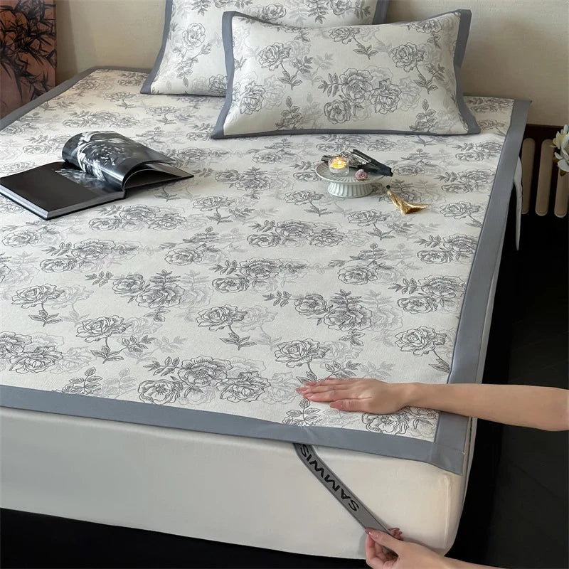 Bed Sheet Set Breathable Cotton Delicate Floral Decorative Hem