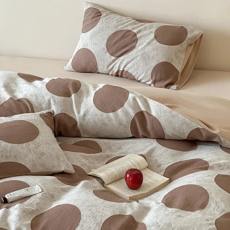 Bed Sheet Set Cotton-Linen Breathable Oversized Polka Dot