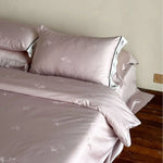Bed Sheet Set Cotton Satin Embroidered Hem & Piping