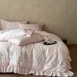 Bedding Set 100% Cotton Embroidered Ruffle Duvet & Pillowcases