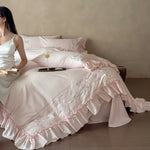Bedding Set 100% Cotton Embroidered Ruffle Duvet & Pillowcases