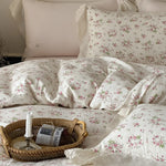 Bedding Set 100% Cotton Floral Lace 4-Piece