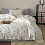 Bedding Set 100% Cotton Floral Lace 4-Piece