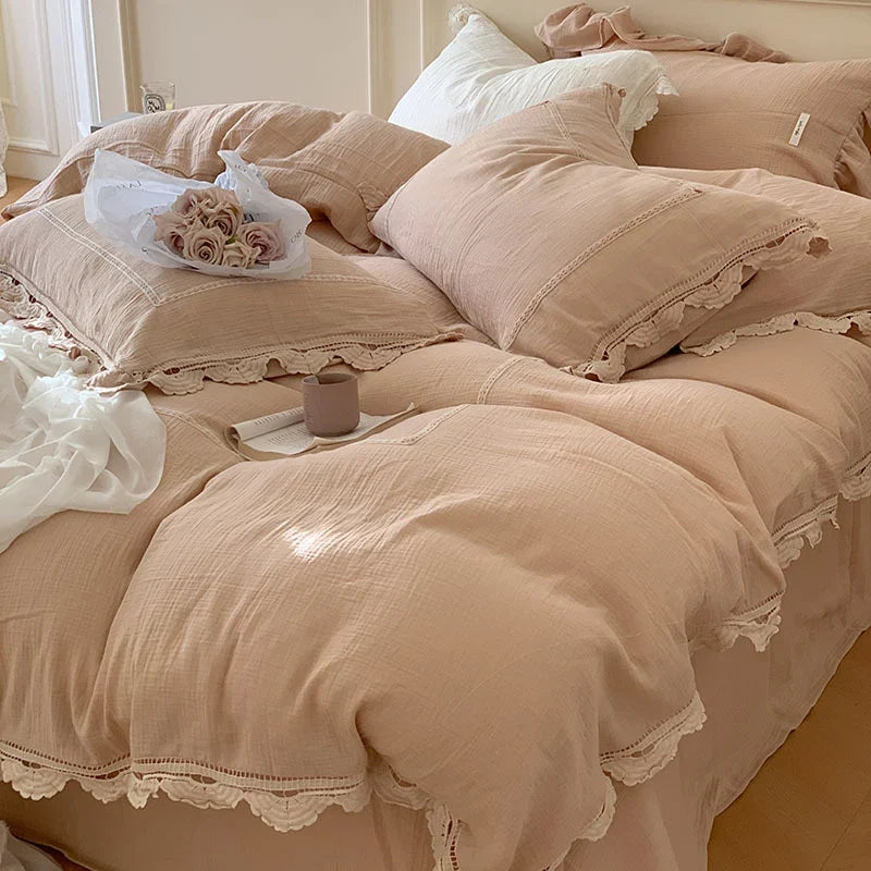 Bedding Set 100% Cotton Gauze Concealed Zipper