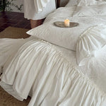 Bedding Set 100% Cotton Muslin Lace & Ruffles 4-Piece