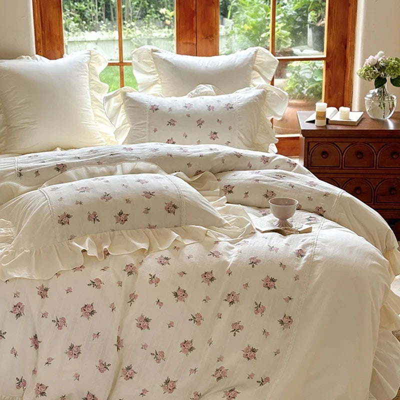 Bedding Set 100% Cotton Vintage Rose 4-Piece