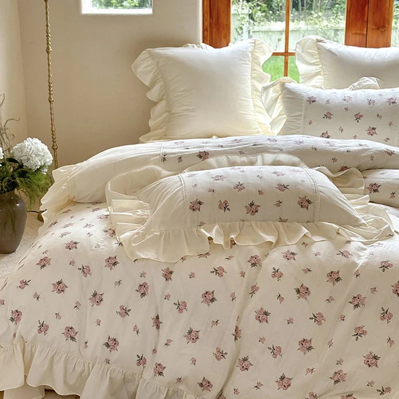 Bedding Set 100% Cotton Vintage Rose 4-Piece
