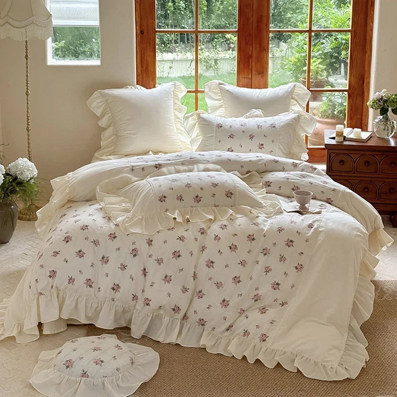 Bedding Set 100% Cotton Vintage Rose 4-Piece